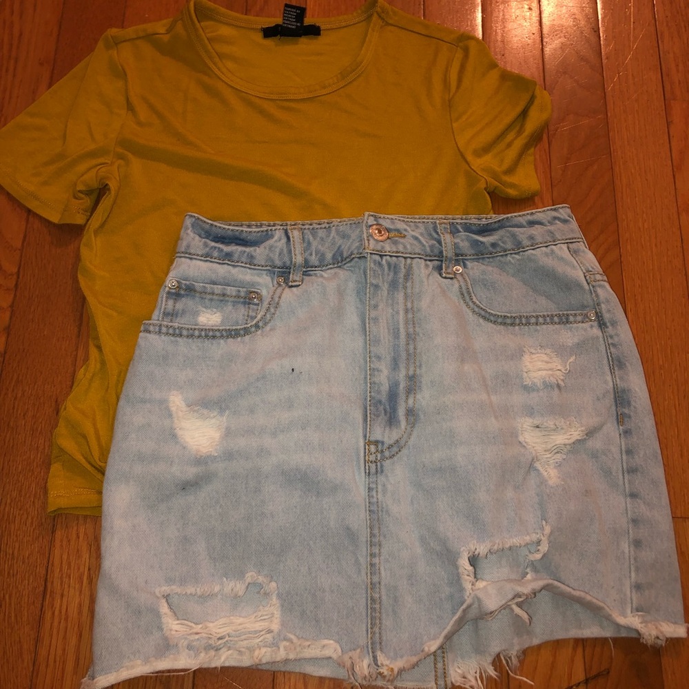 Forever 21 Distressed Denim Mini-Skirt